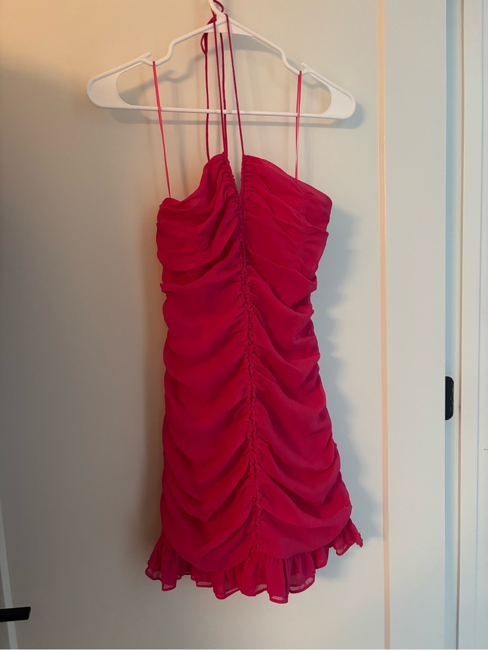Endless Rose Fuchsia Ruched Mini Dress
